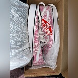 Vans White and Pink Graphic Old Skool Sneakers
